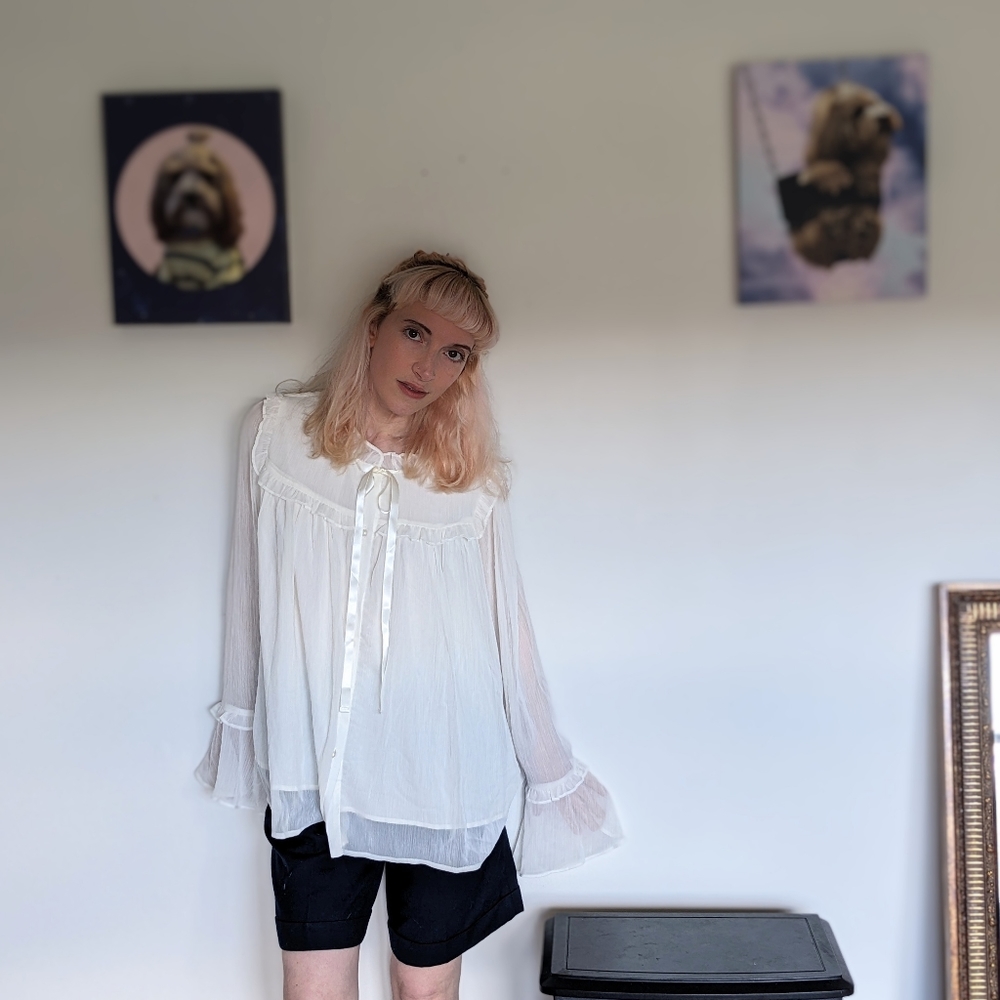 White Cottagecore Japanese Blouse